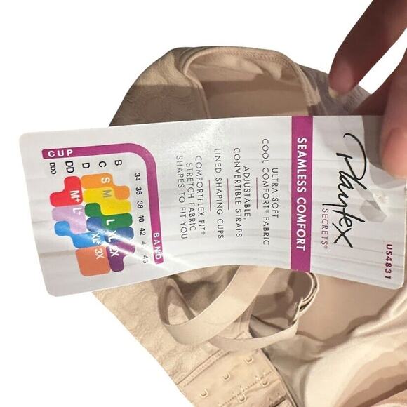 Playtex Secrets Seamless Comfort Bra Beige Ultra Soft 4831 Size Medium Wireless - Picture 4 of 7